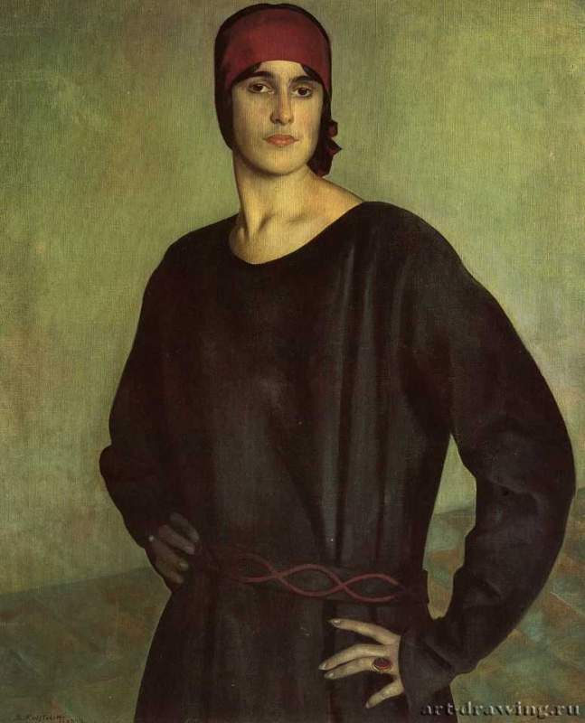 Портрет артистки Т. В. Чижовой, 1924 г. - Холст, масло; 80,5 x 98 см. Ивановский художественный музей. Иваново. Россия.