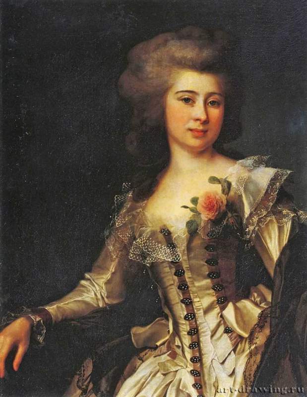 Портрет неизвестной с розой, 1788 г. - Холст, масло; 81 х 62 см. Государственная Третьяковская галерея. Москва. Россия.