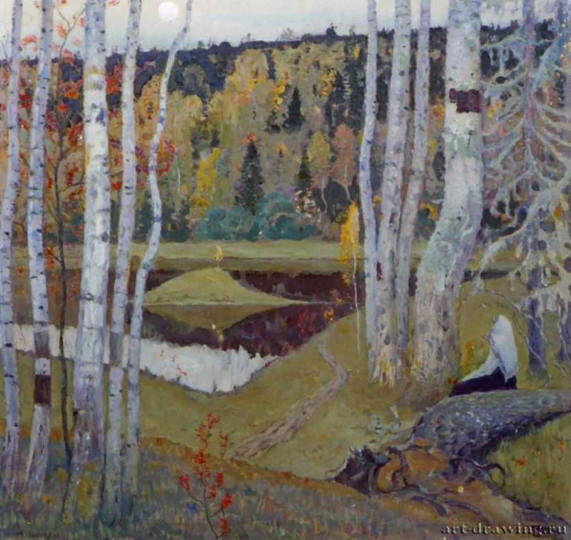 Осенний пейзаж, 1934 г. - Холст, масло; 79 х 76 см. Государственный музей изобразительных искусств Республики Татарстан. Казань. Россия.