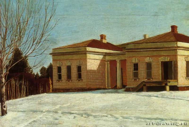 Флигель дома, 1840 г. - Картон, масло; 27,5 х 39,5 см. Государственный Русский музей. Санкт-Петербург. Россия.