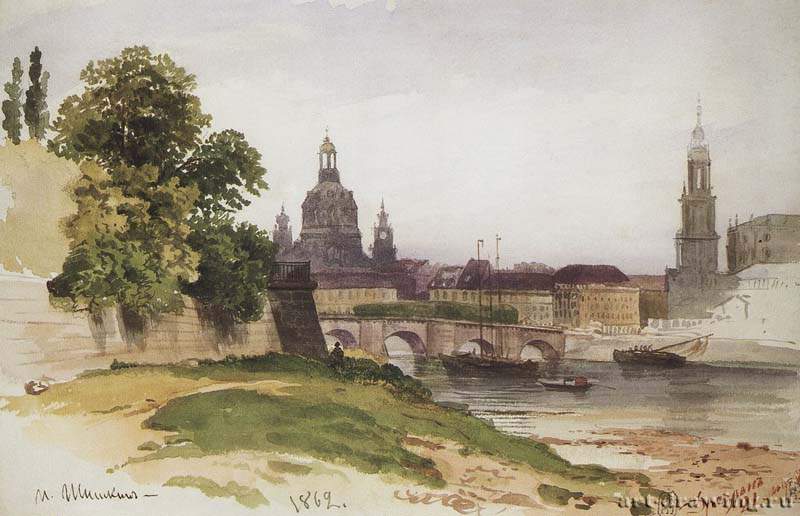 Дрезден. Мост Августа. 1862 - 16 х 24,7