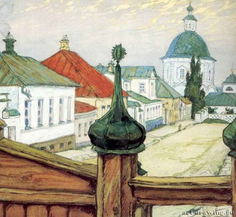 Провинция. Воронеж, 1912г. - Бумага на картоне, акварель; 34 x 40 см. Воронеж. Воронежский областной художественный музей. Россия.